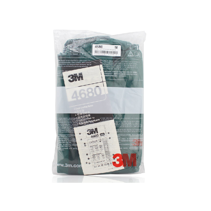 3M 4680 绿色带帽连体防护服
