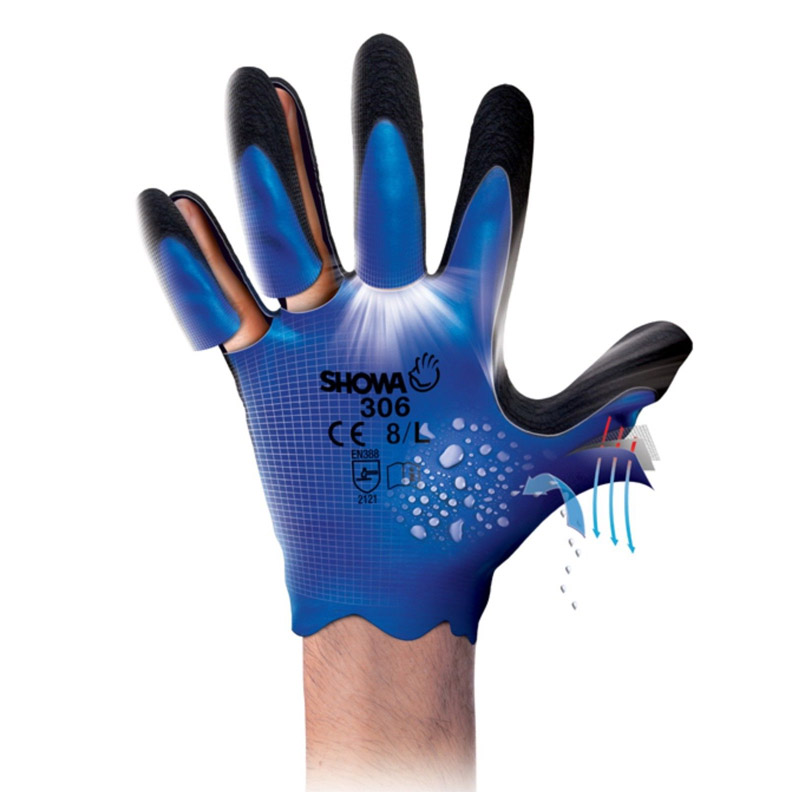 SHOWA 306 GRIP天然橡胶防水透气手套