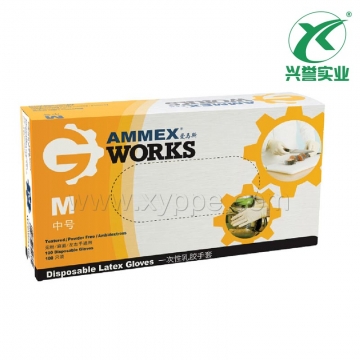 AMMEX爱马斯 一次性乳胶手套(经济型 无粉 麻面)