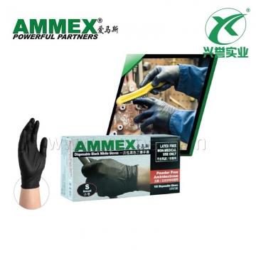 AMMEX爱马斯 一次性丁腈手套(耐用型 无粉 黑色)