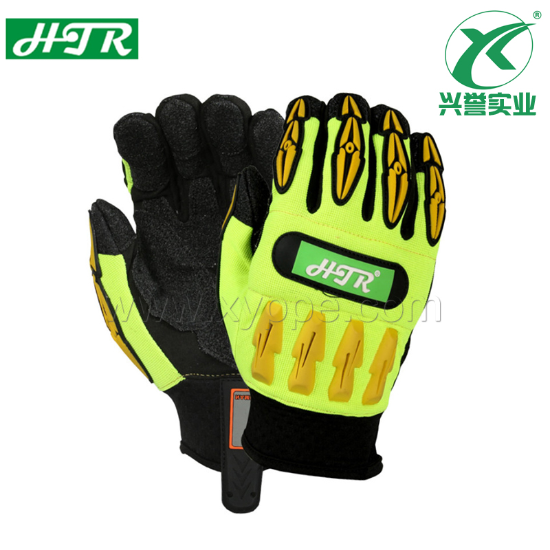 HTR海太尔0521黄黑色机械防撞手套