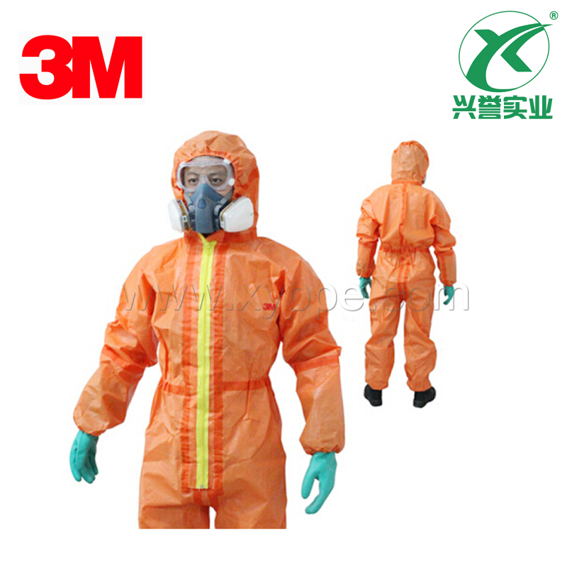 3M 4690橙色带帽连体防护服