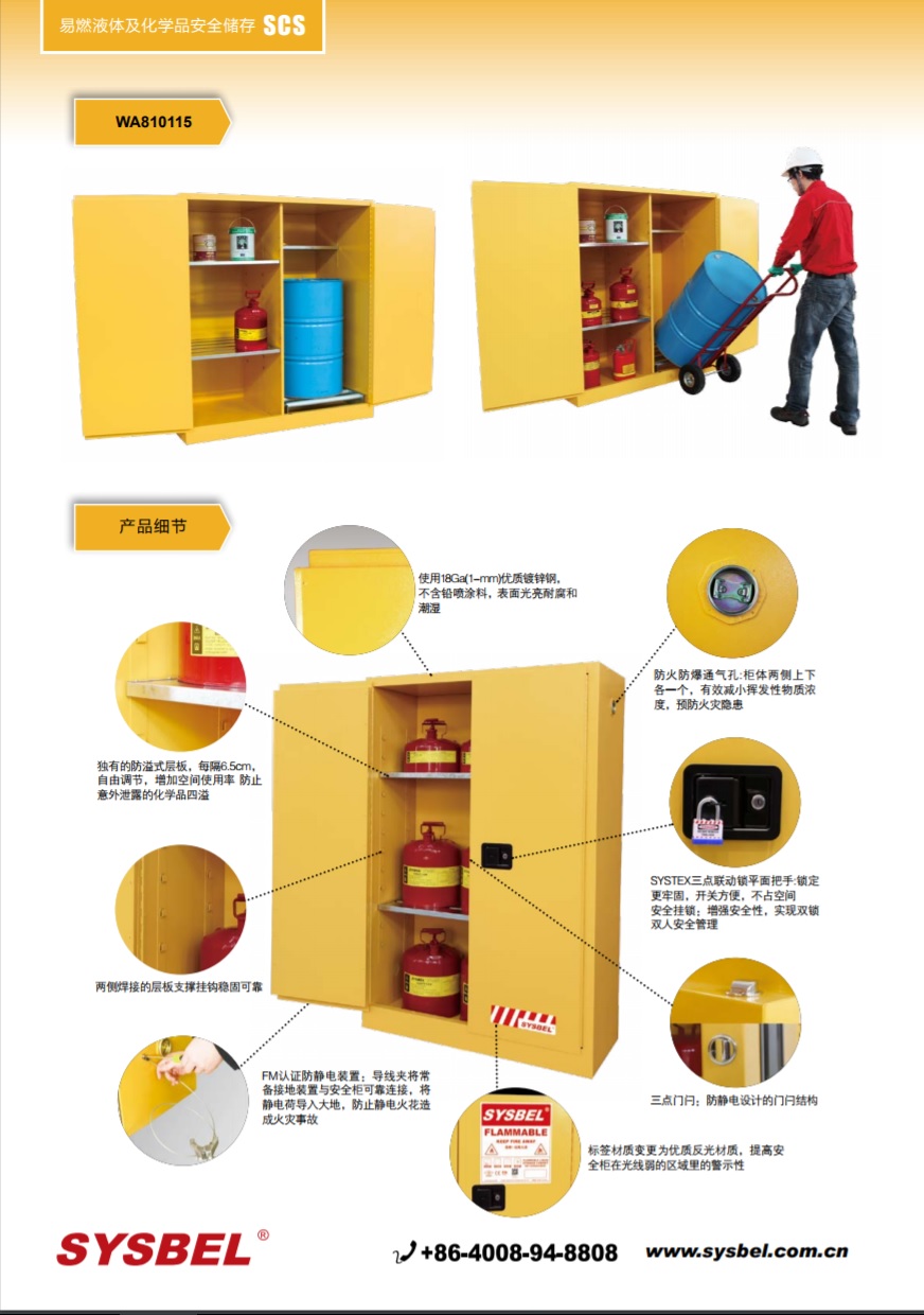 西斯贝尔SYSBEL WA810115易燃液体防火安全柜(115Gal/434L)