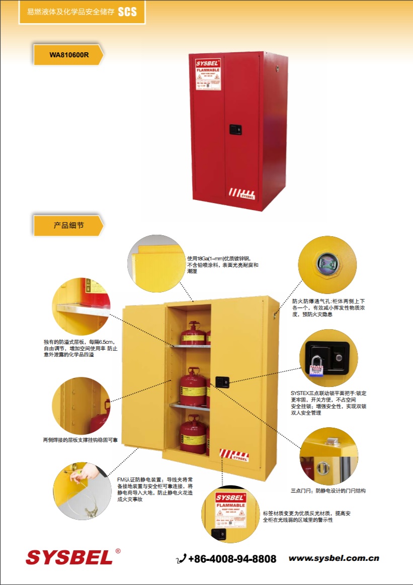 西斯贝尔SYSBEL WA810600R可燃液体防火安全柜(60Gal/227L)