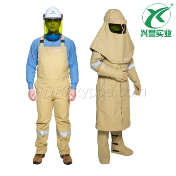 47CAL防电弧服长袍+背带裤+头罩+手套+脚罩