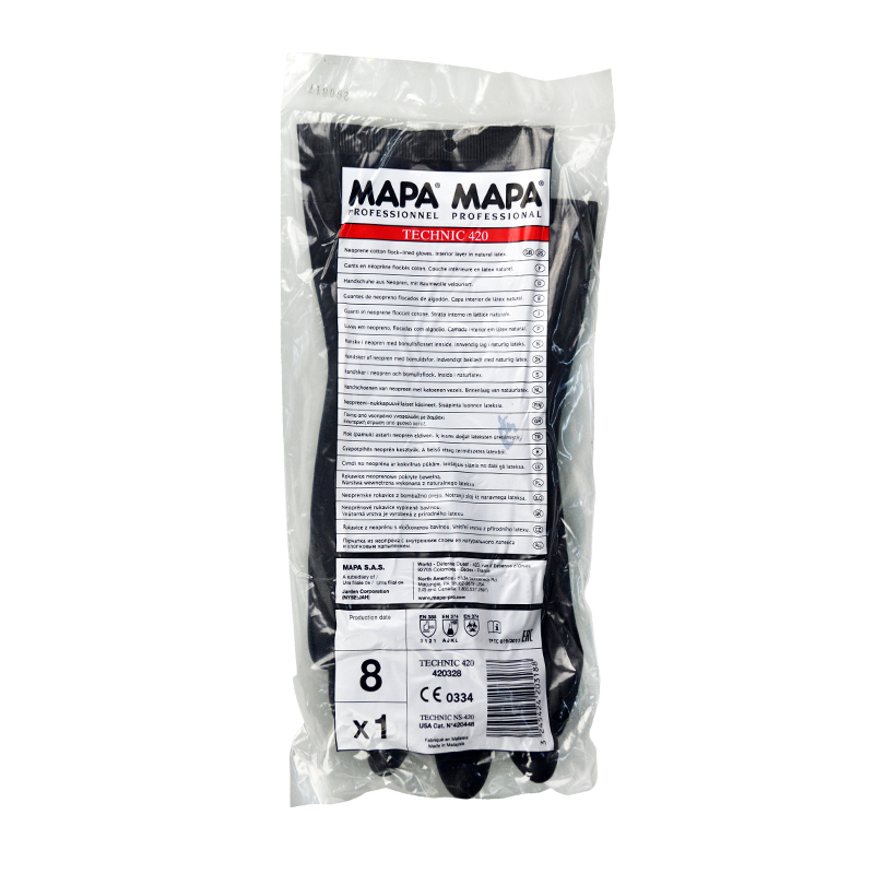 MAPA 420-31CM 氯丁橡胶植绒防化手套 