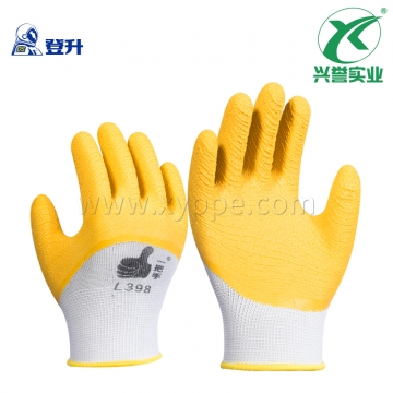 登升 L398 涤纶乳胶皱纹手套